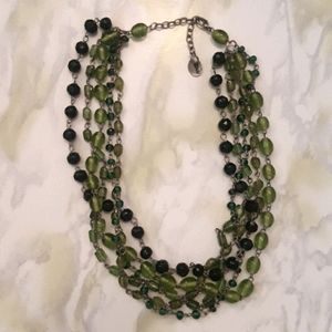 Green beaded layered necklace